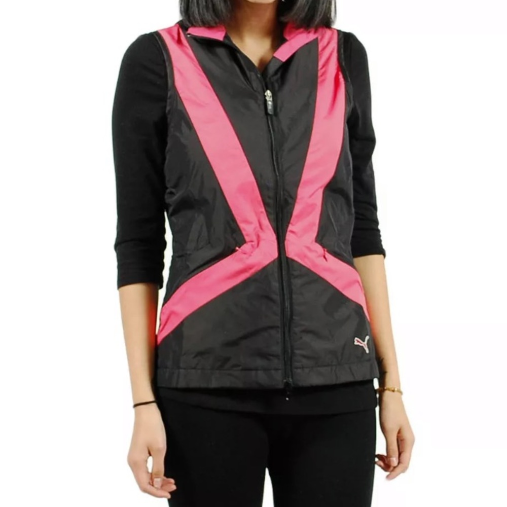 PUMA golf black and pink wind resistant vest M